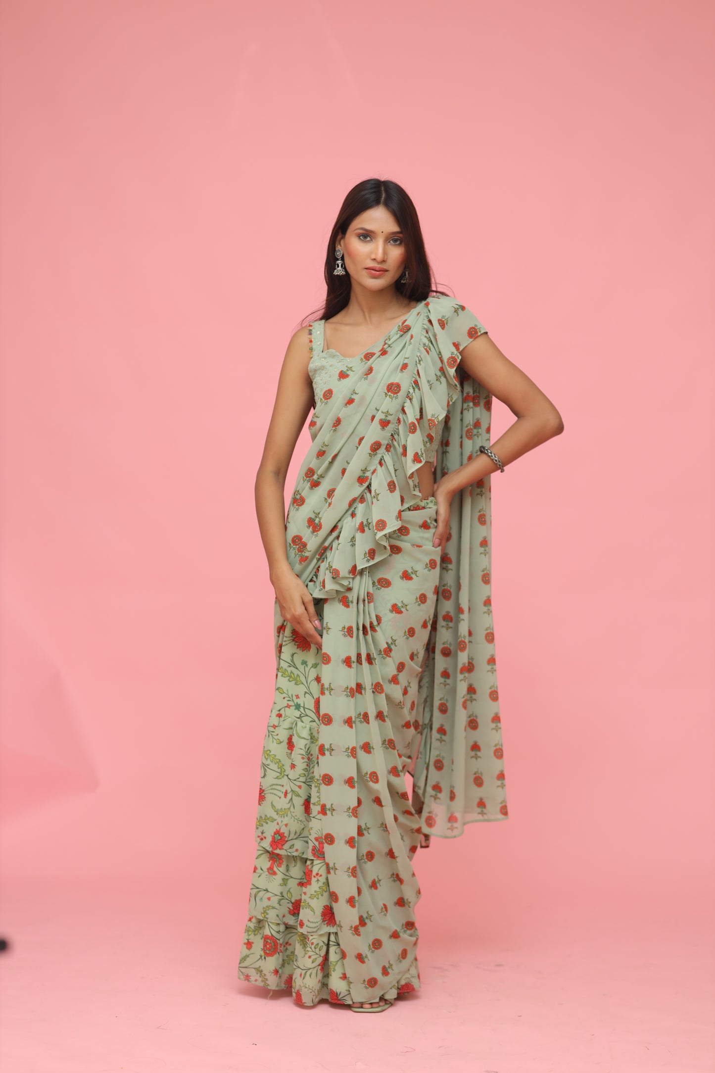 Pre-Stitched Chiffon Saree