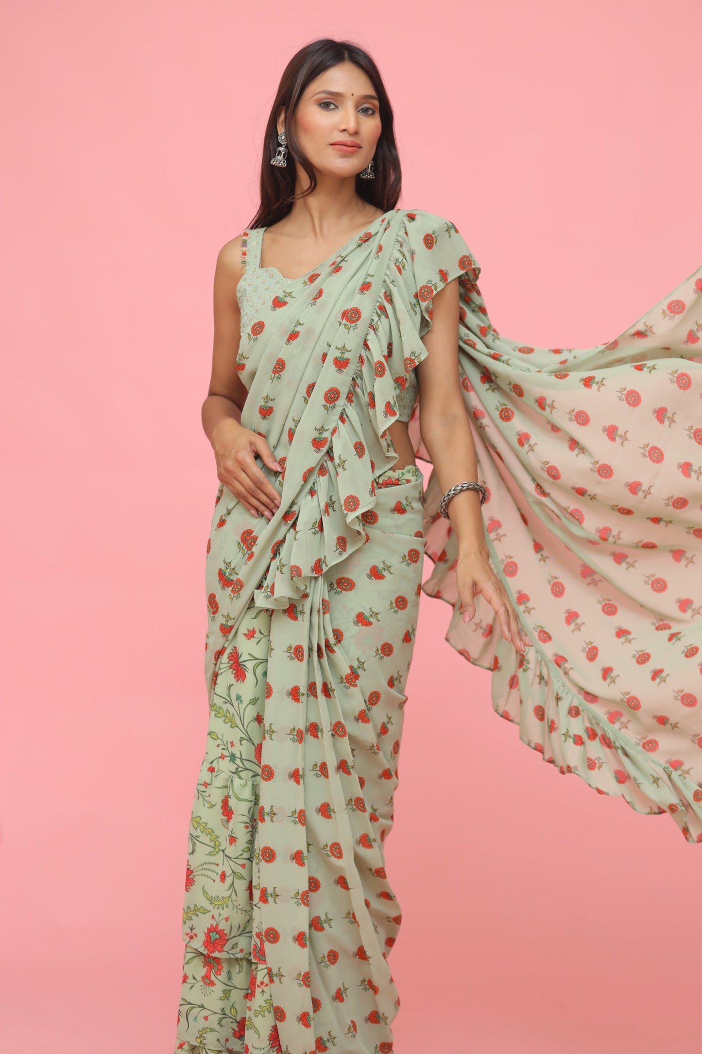 Pre-Stitched Chiffon Saree