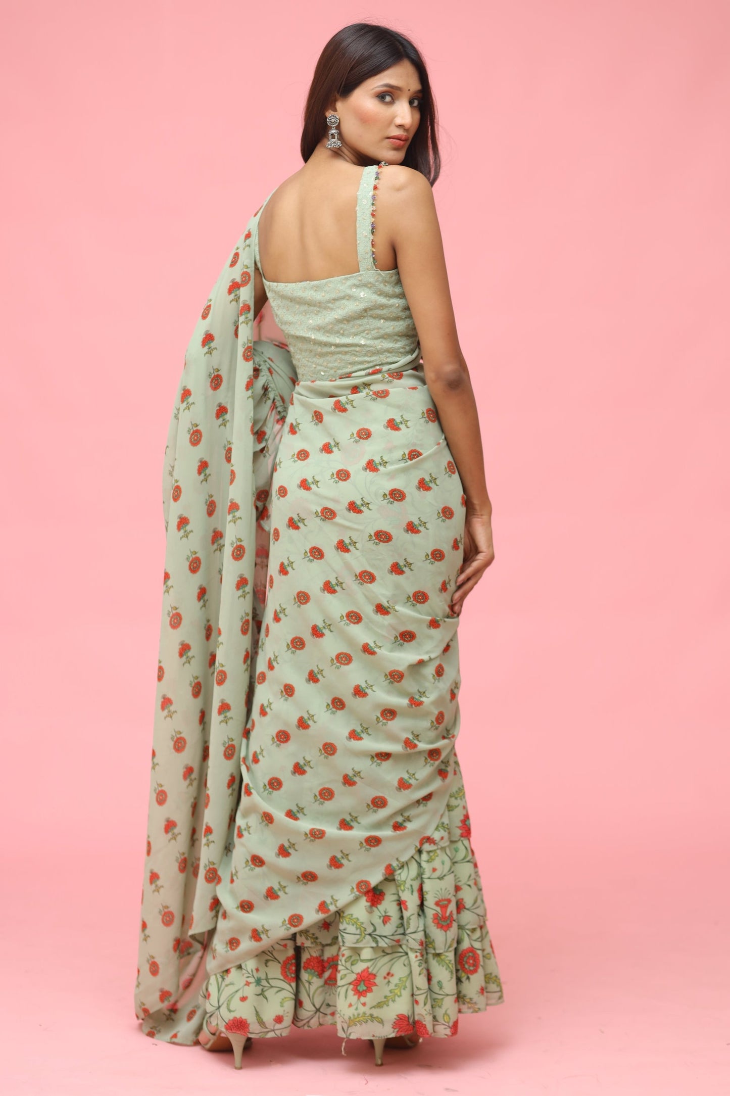 Pre-Stitched Chiffon Saree