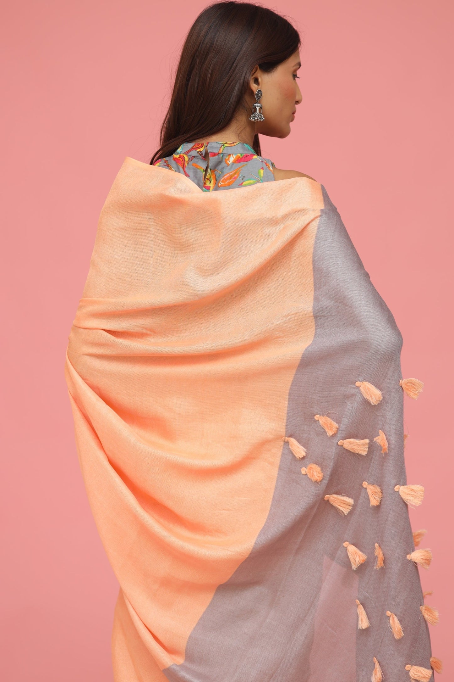 Pre-Stitched Saree with Padded Halter Neck Blouse