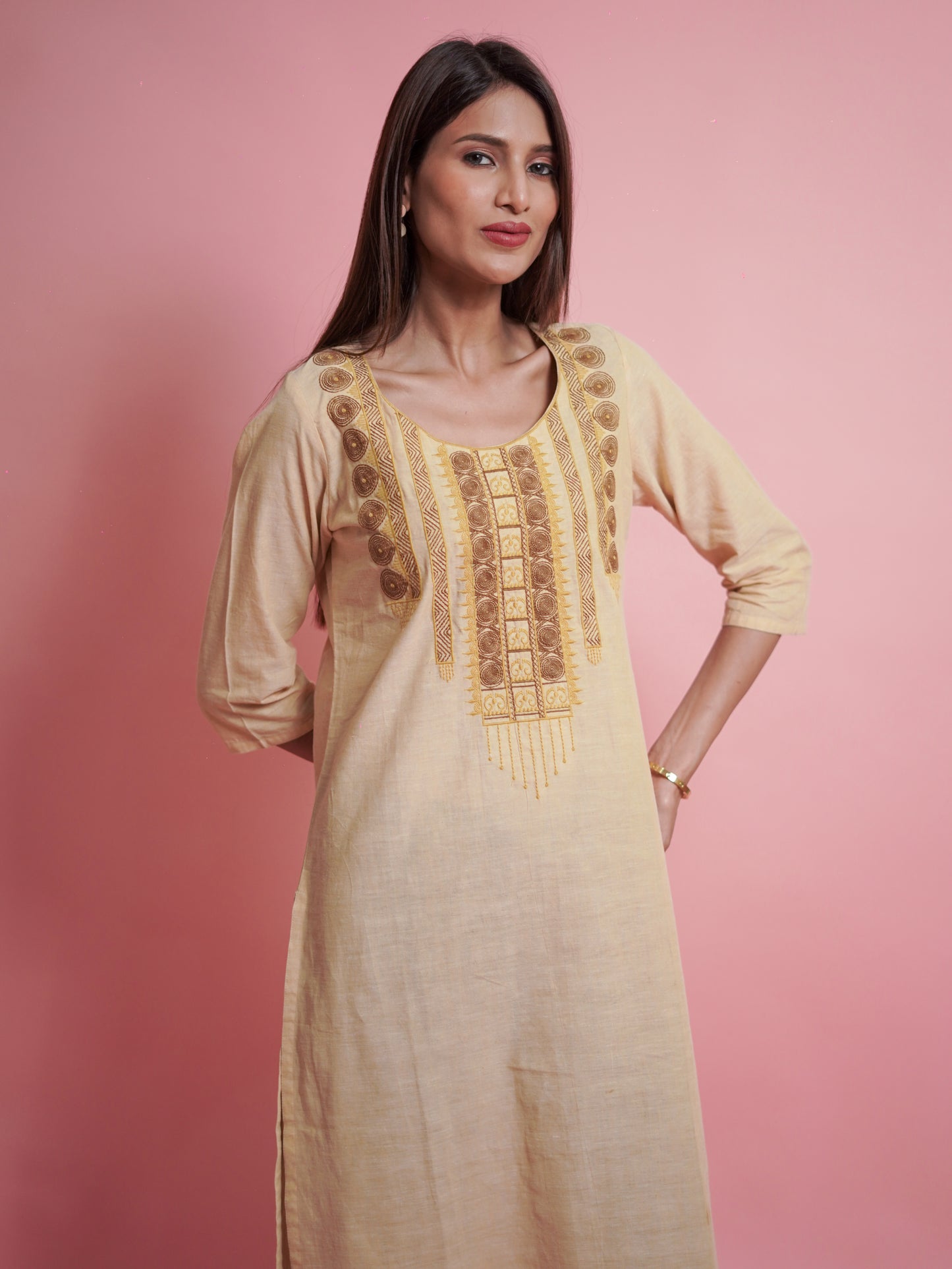 Kurti with Yoke Embroidery