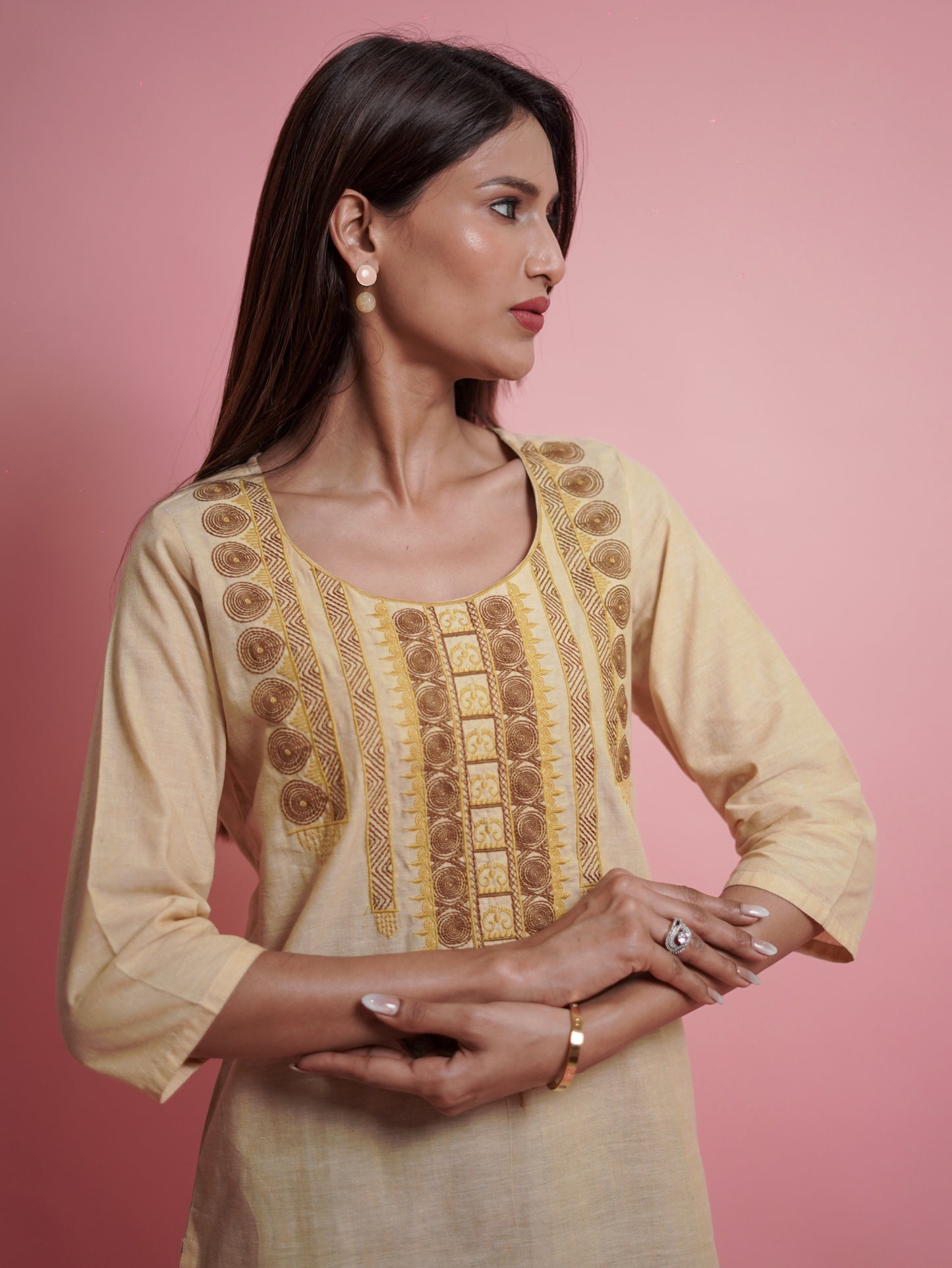 Kurti with Yoke Embroidery