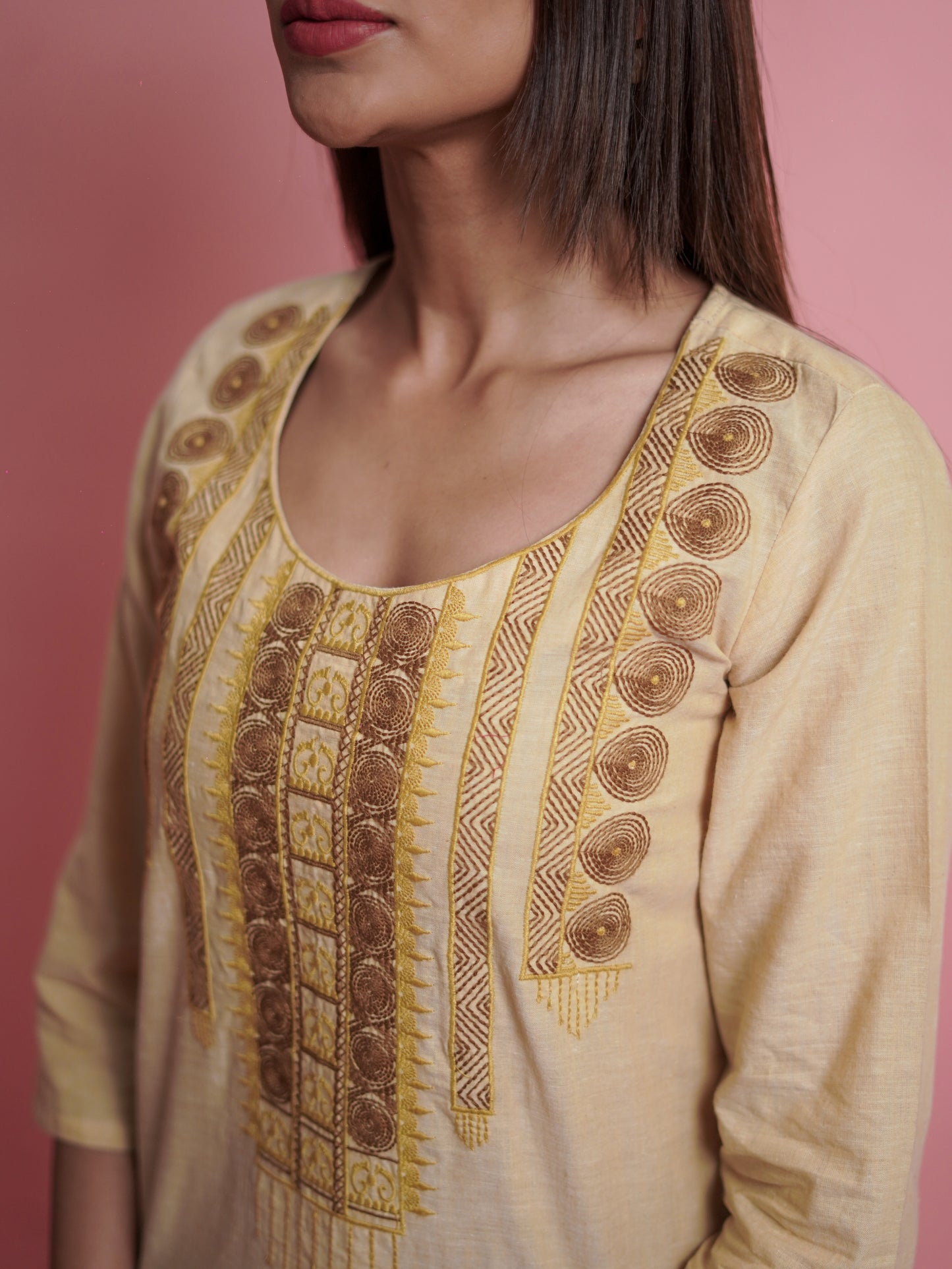 Kurti with Yoke Embroidery