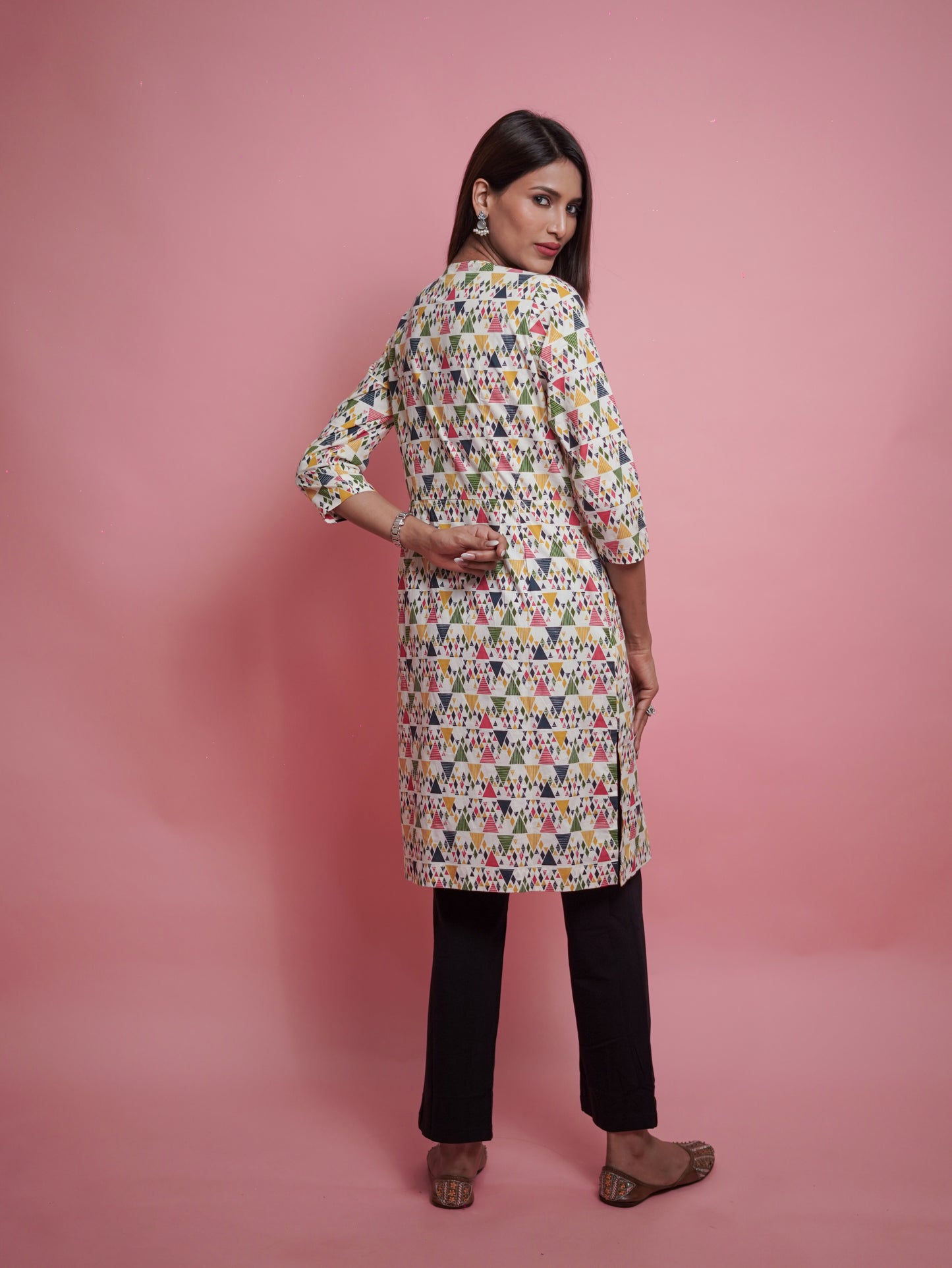 Multicolored geometric print kurti