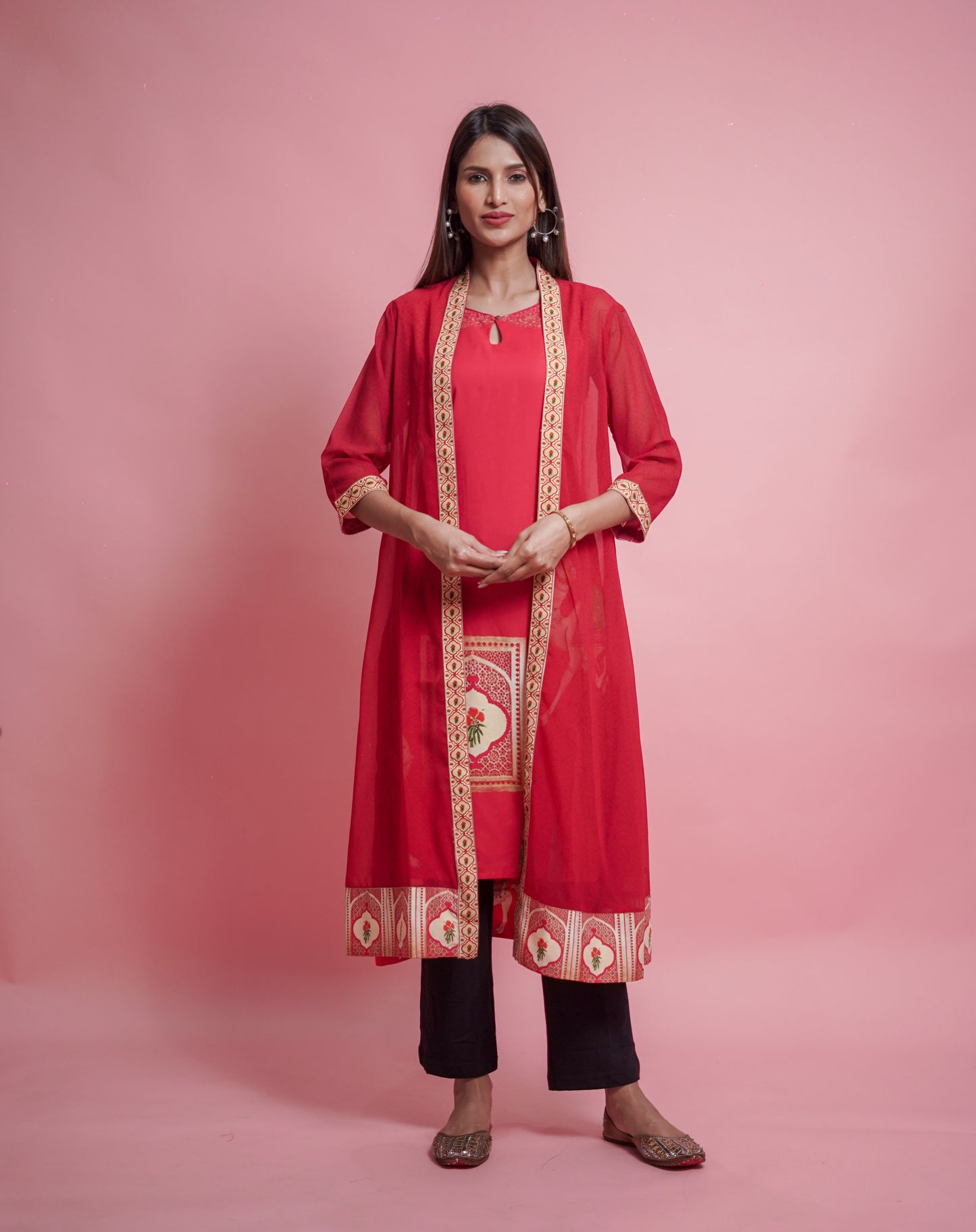 Red Kurti Set