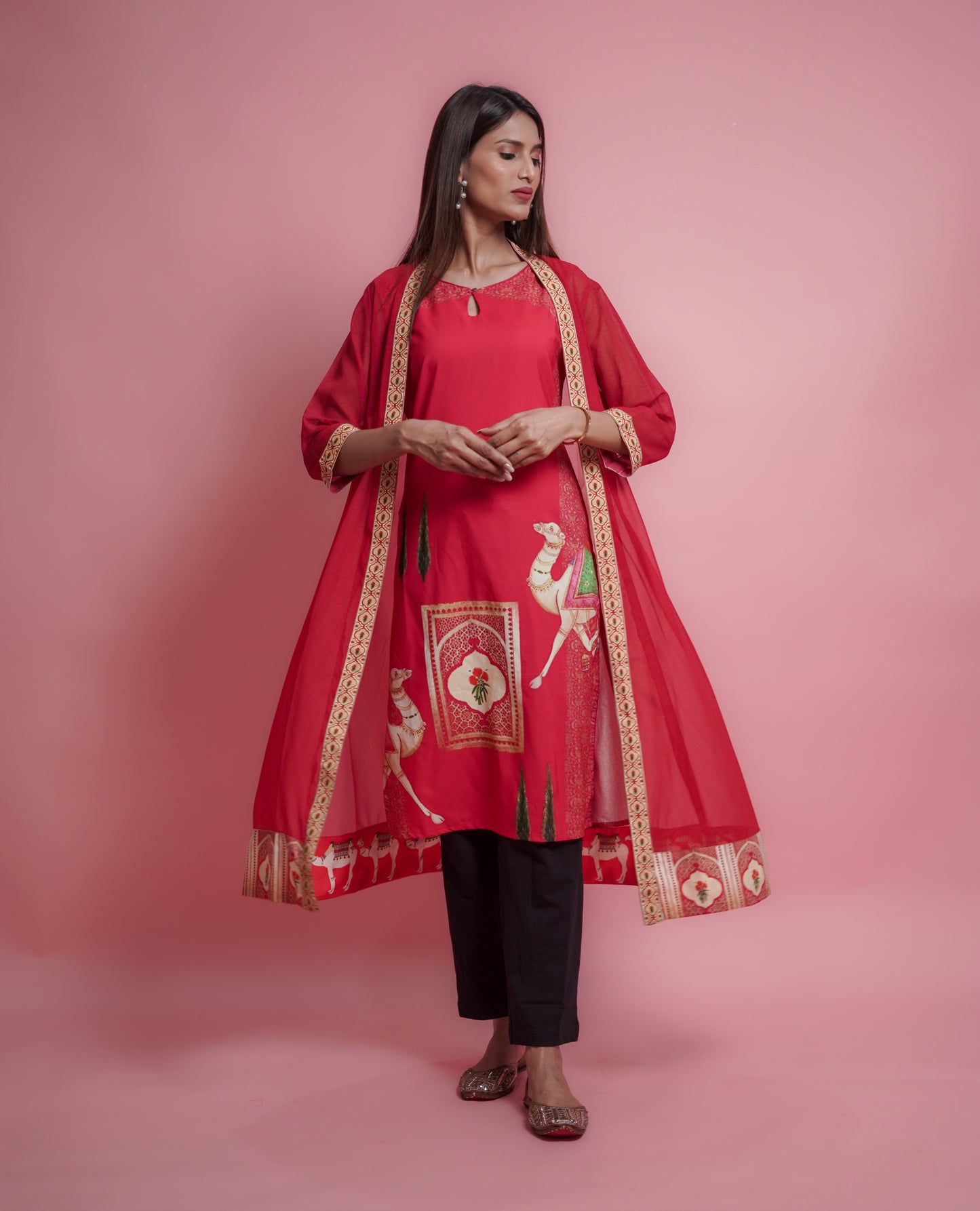 Red Kurti Set