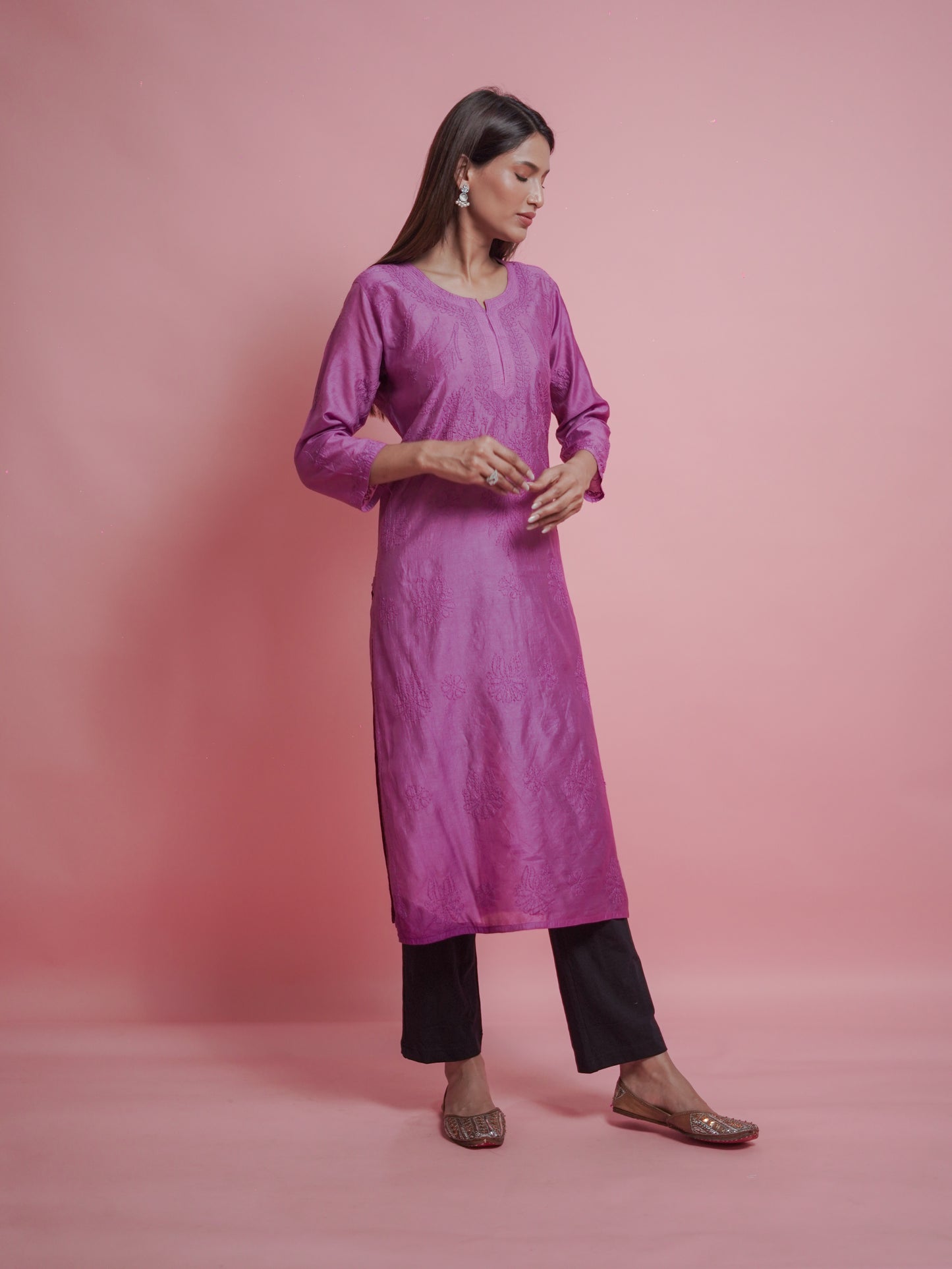 Radiant Purple Chikankari Kurti