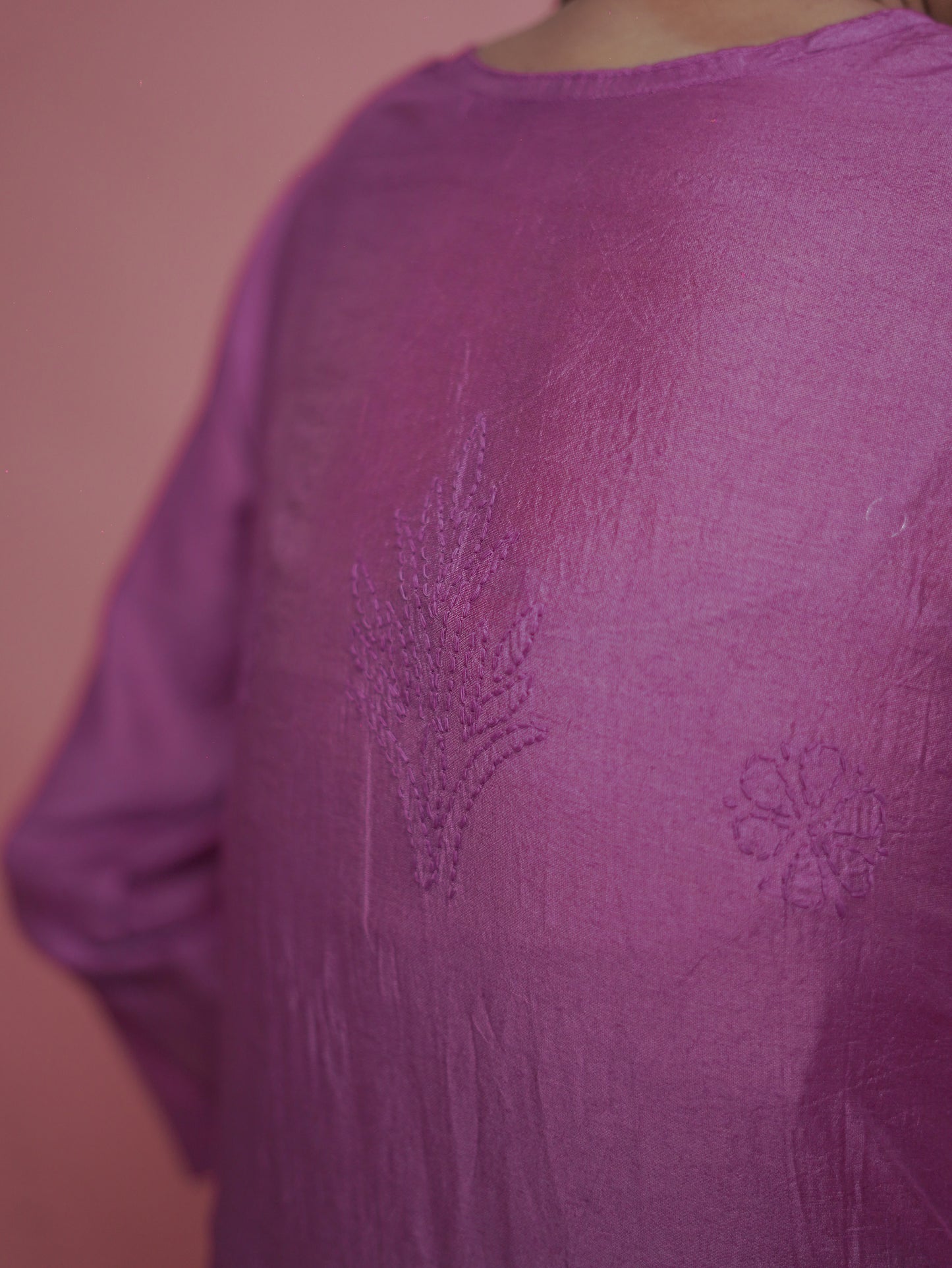 Textured Pattern Kurti - Purple
