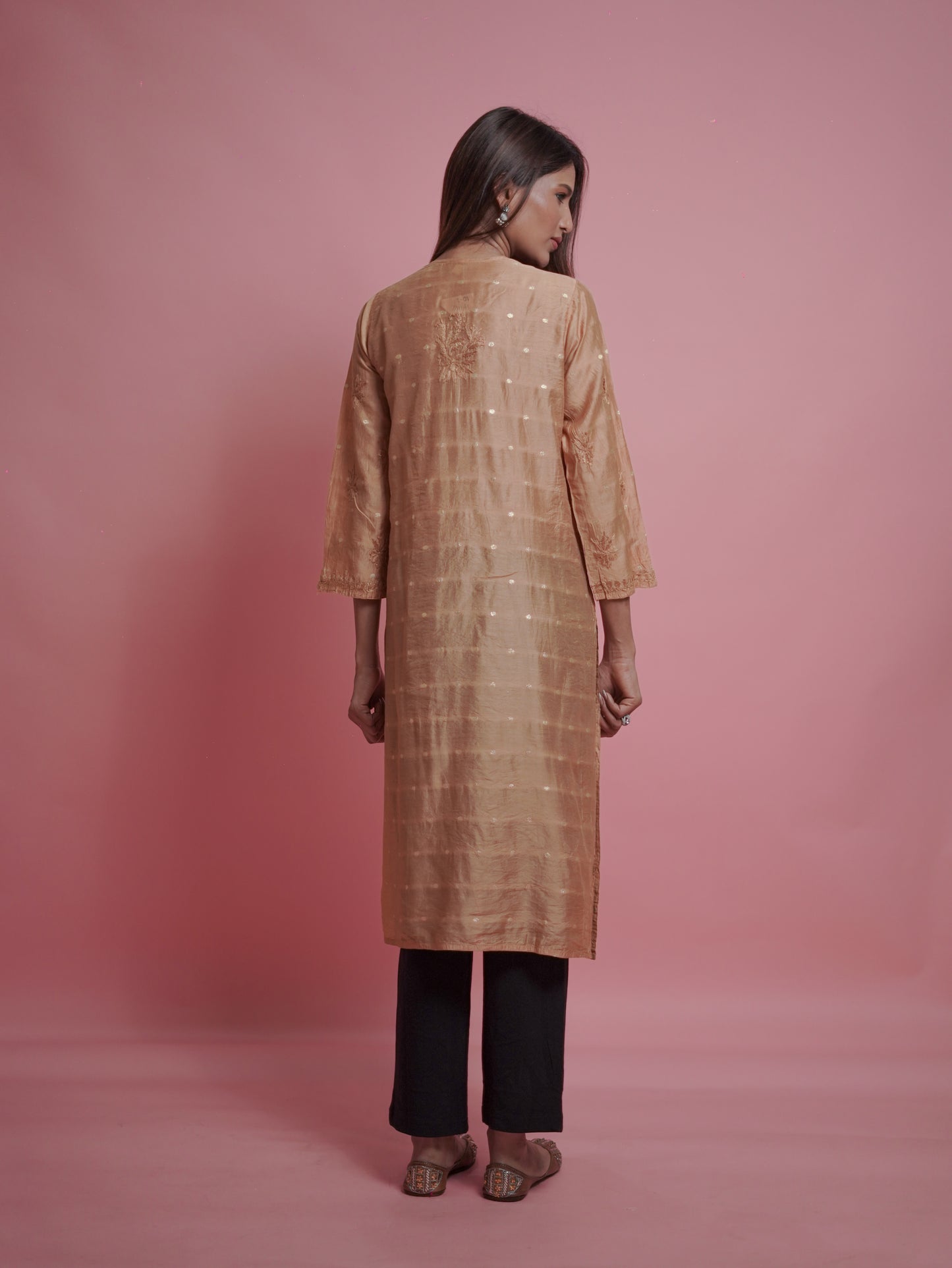Textured Pattern Kurti - Gold