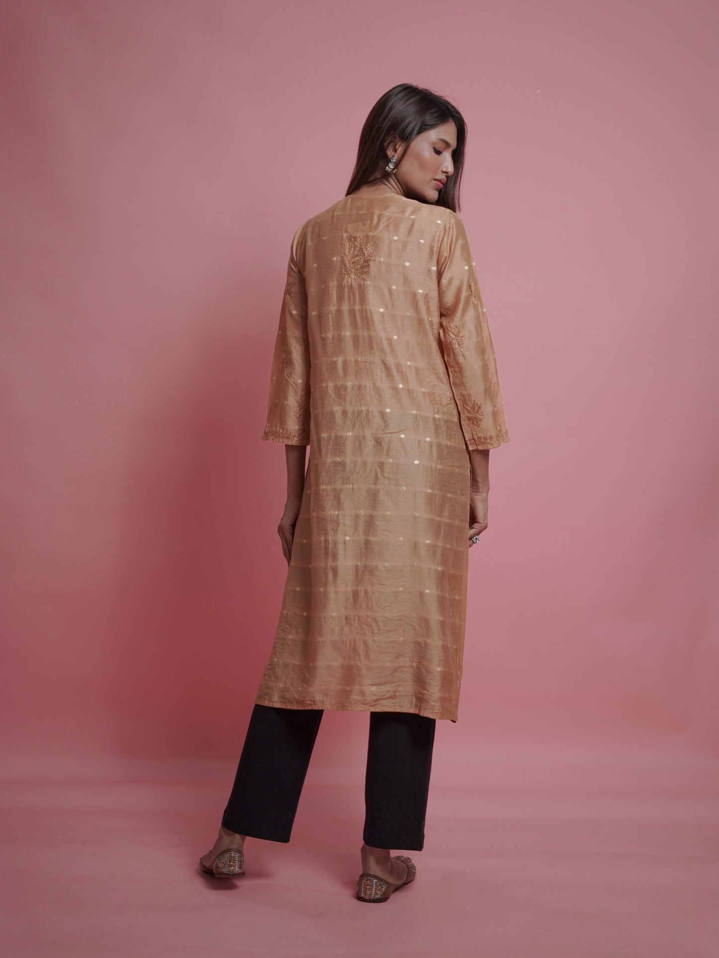 Textured Pattern Kurti - Gold