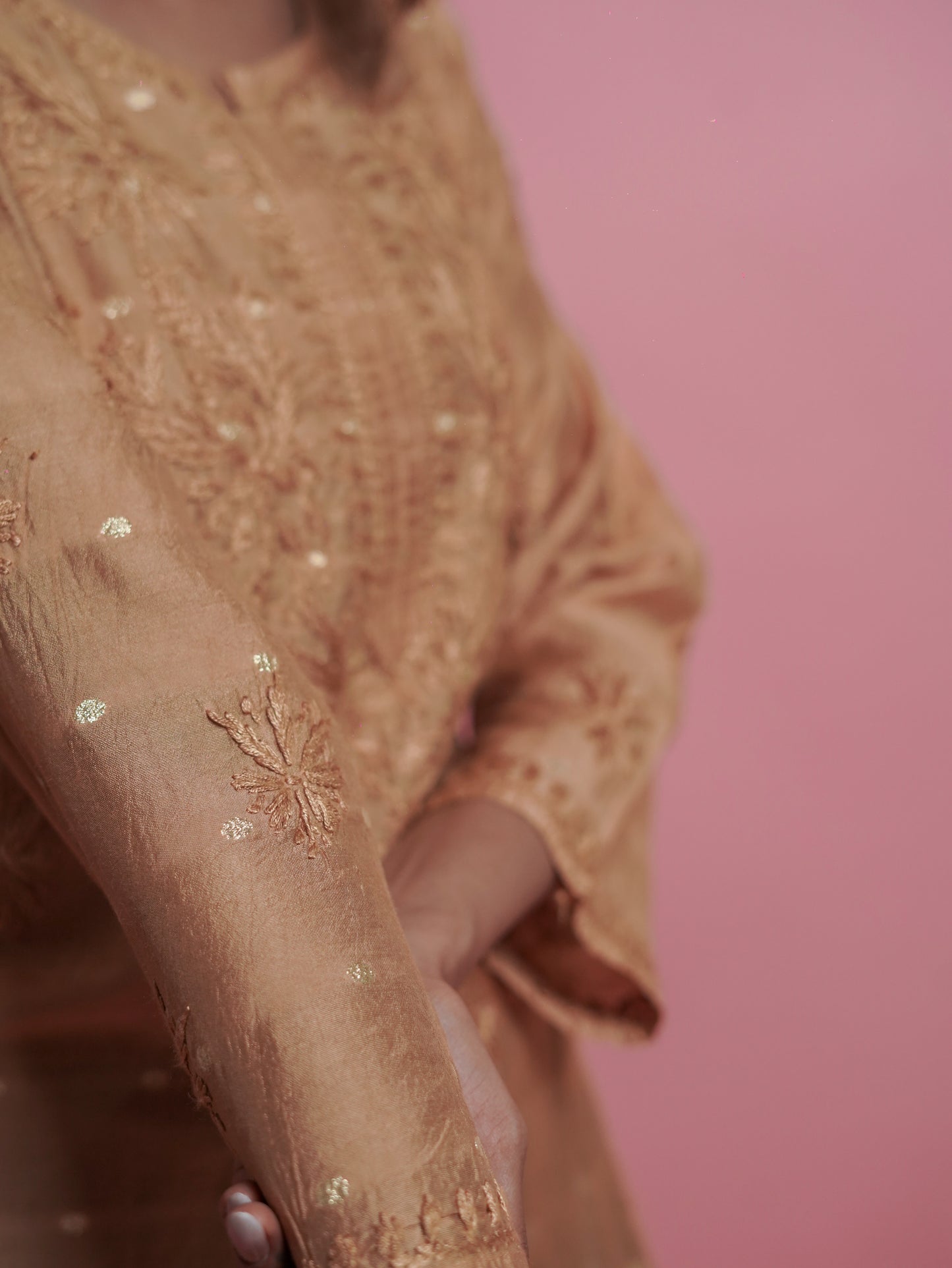Textured Pattern Kurti - Gold