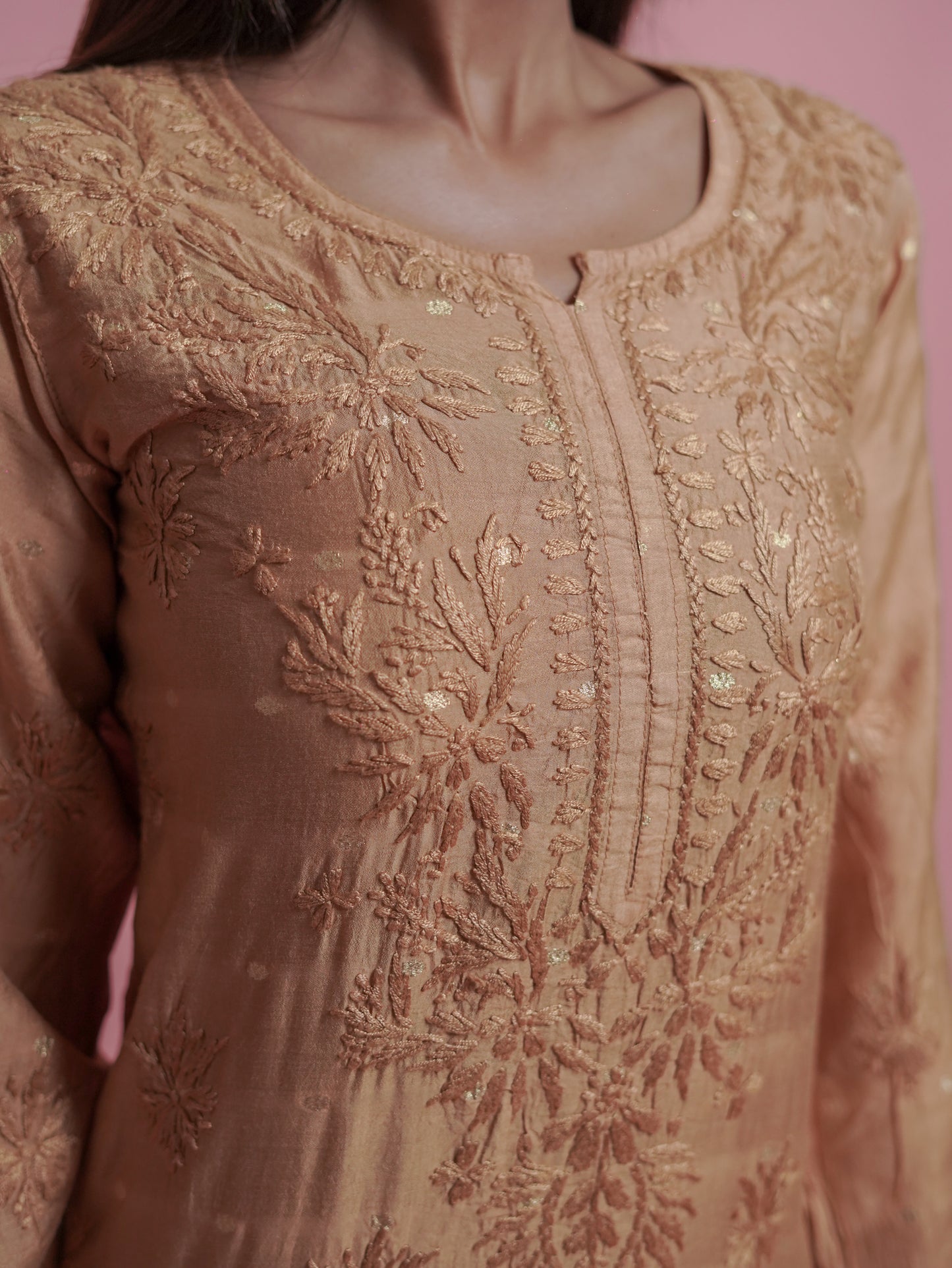 Textured Pattern Kurti - Gold