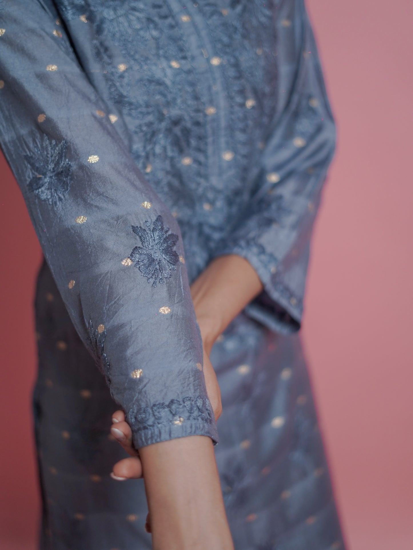 Textured Pattern Kurti - Grey
