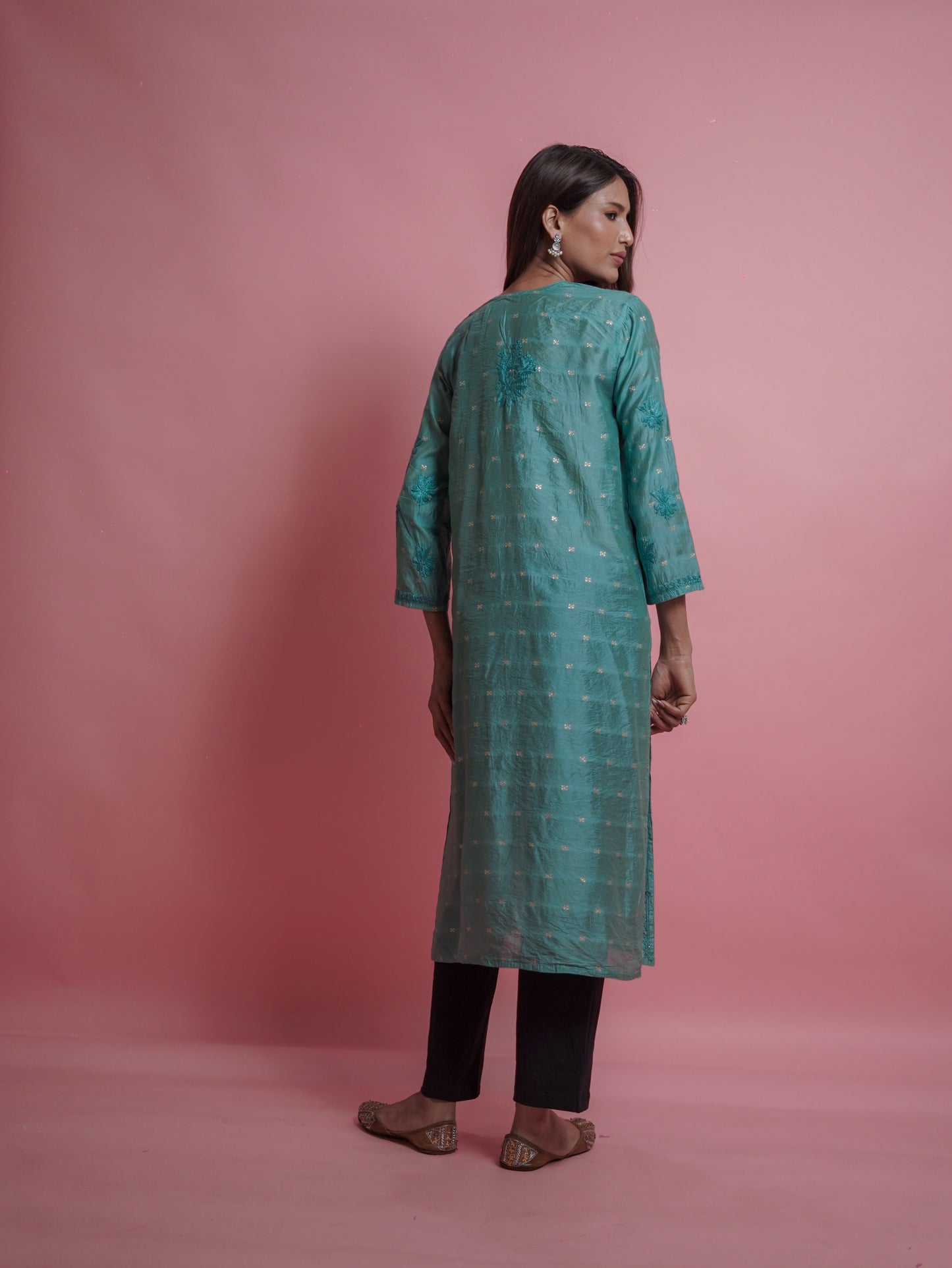 Radiant Green Chikankari Kurti