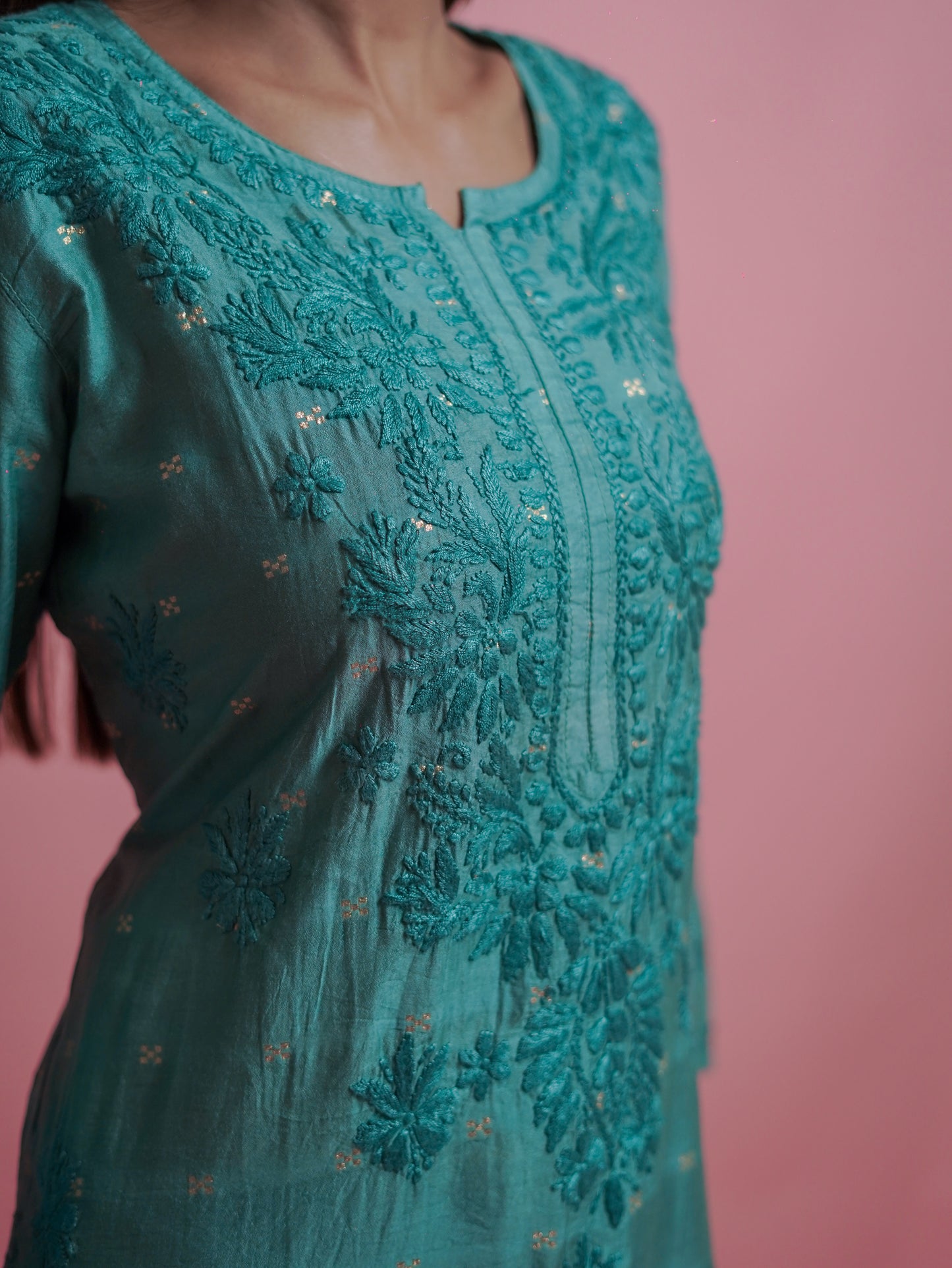 Radiant Green Chikankari Kurti