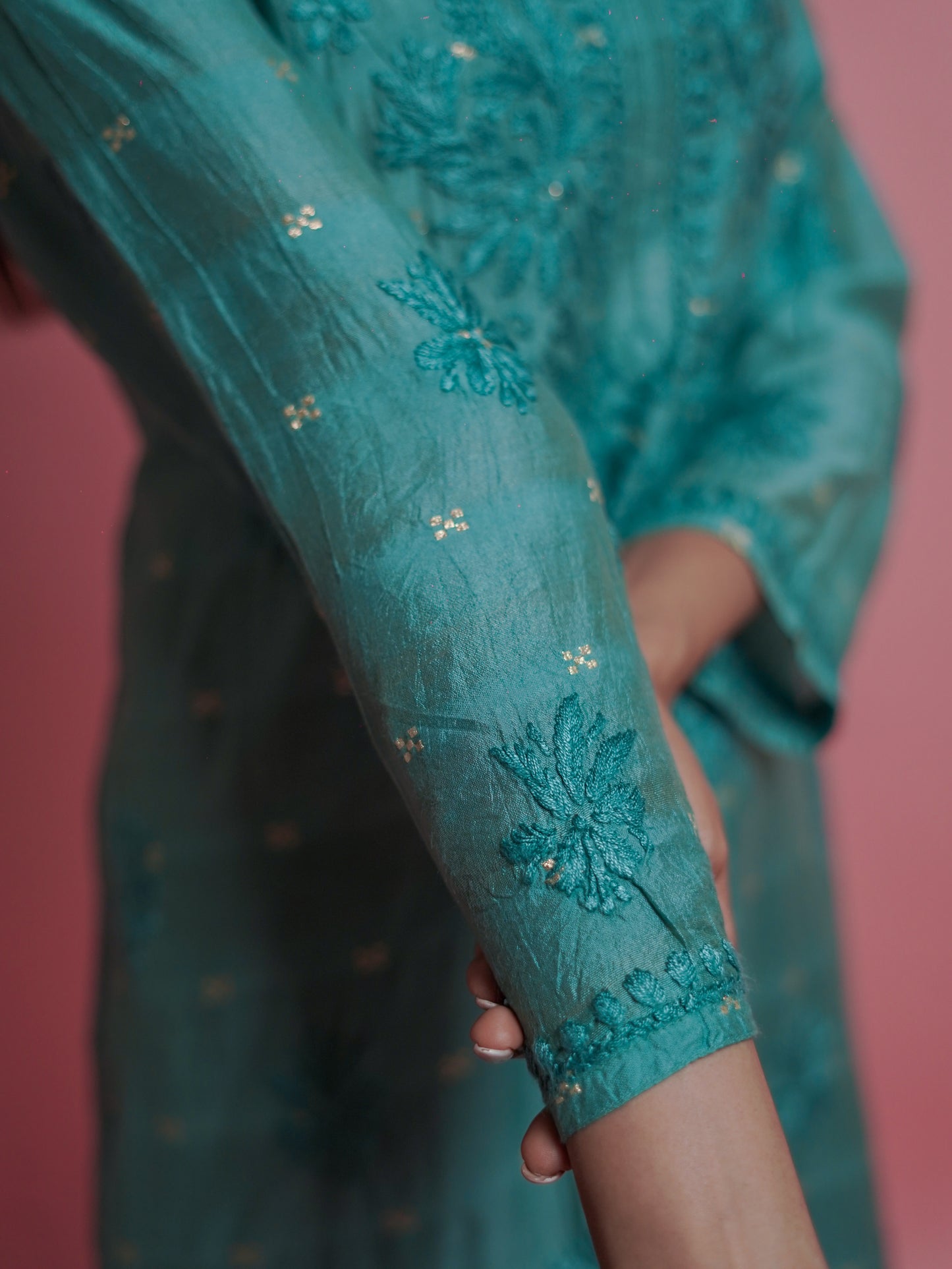 Radiant Green Chikankari Kurti