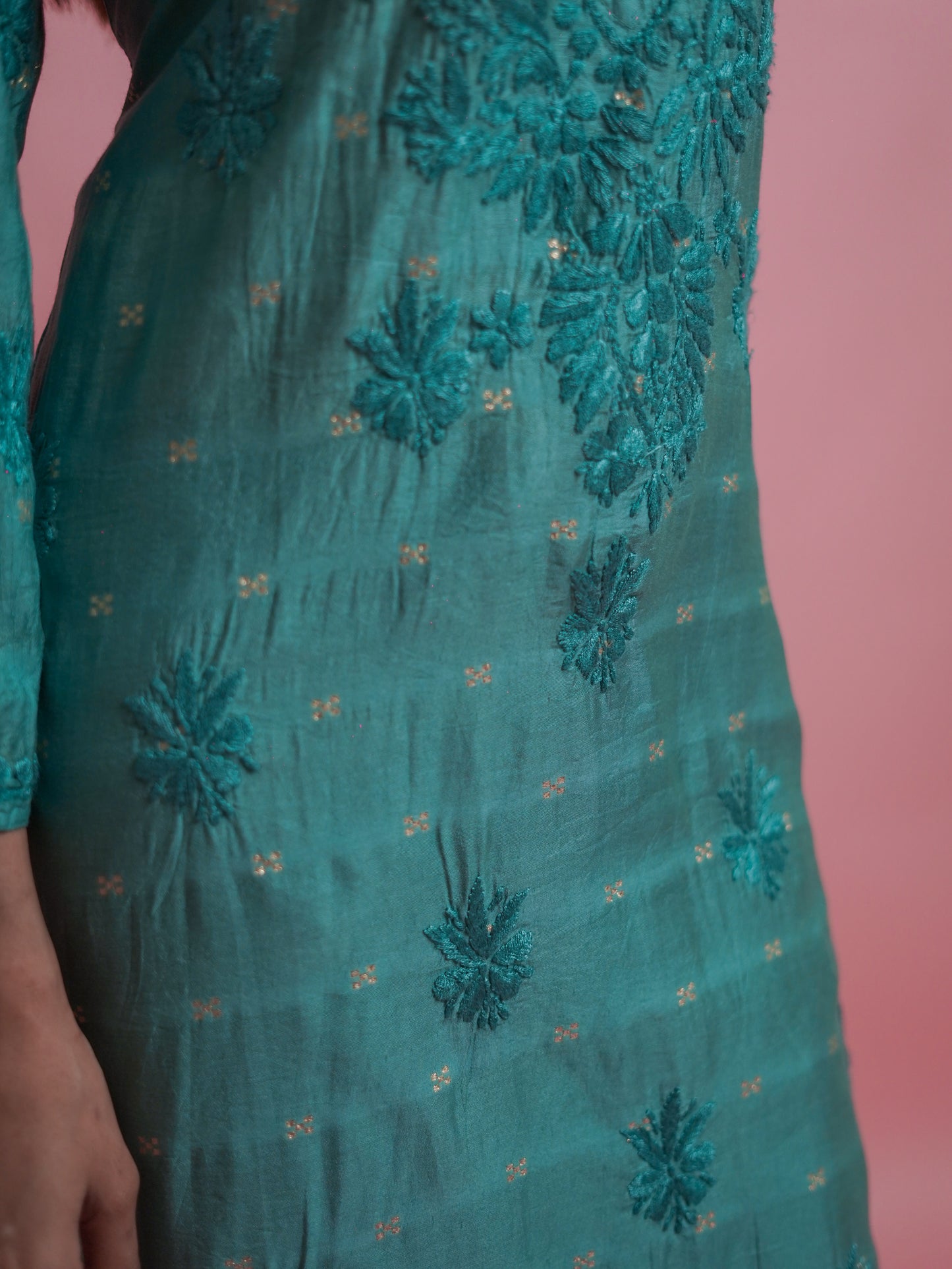 Radiant Green Chikankari Kurti