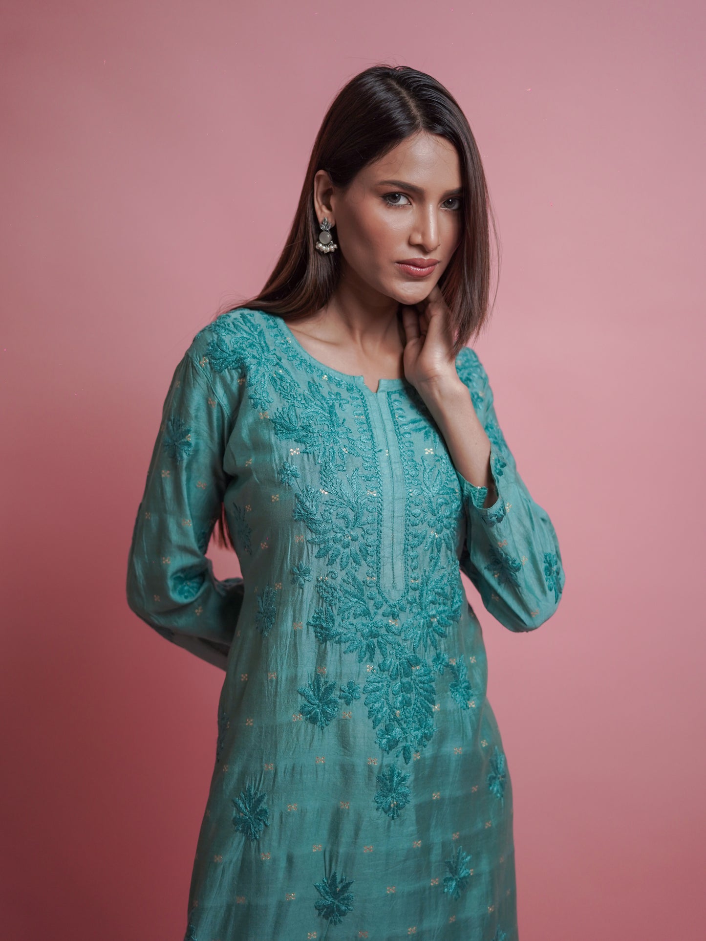 Radiant Green Chikankari Kurti