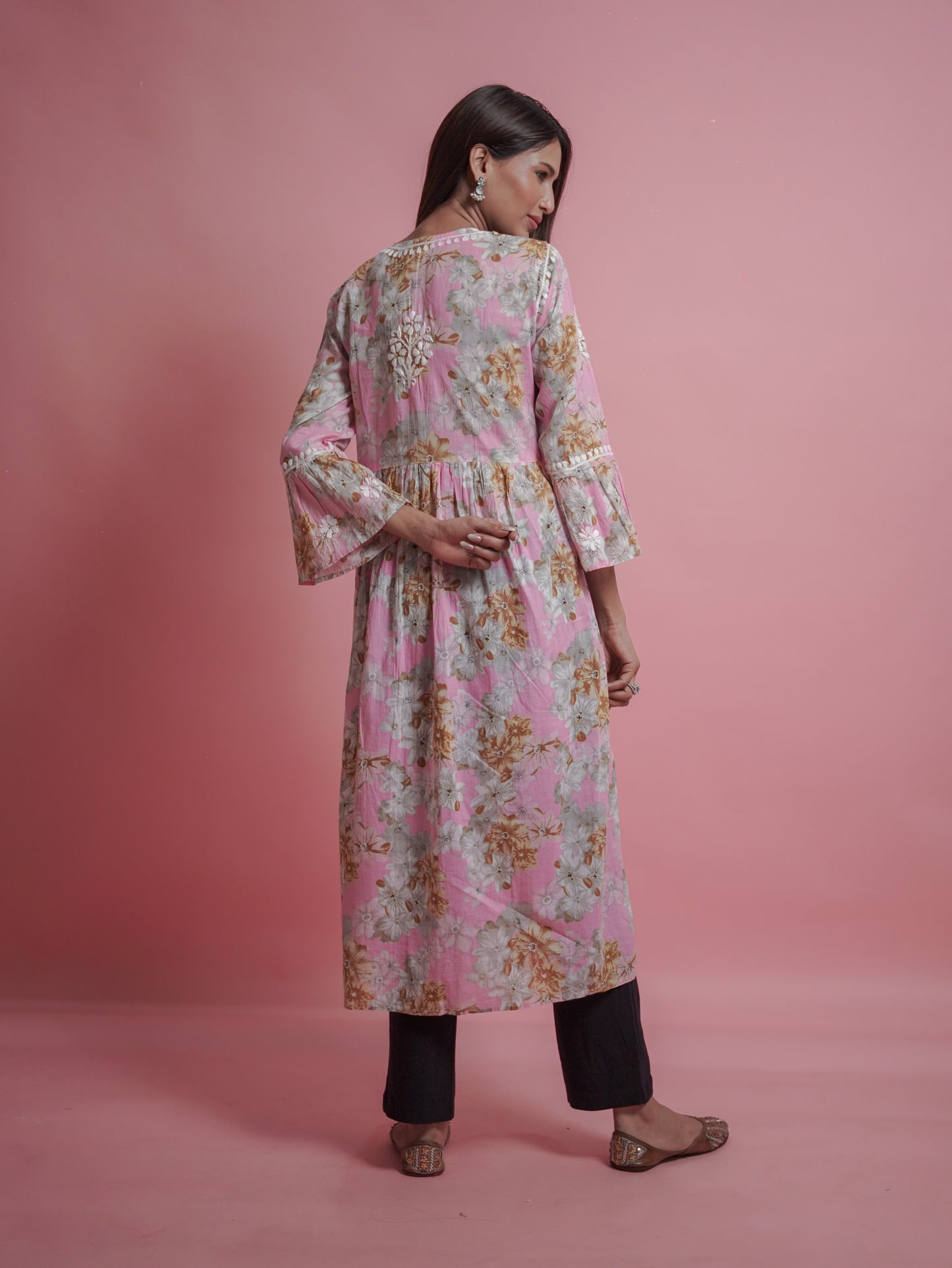 Floral Print Kurti - Soft Pink