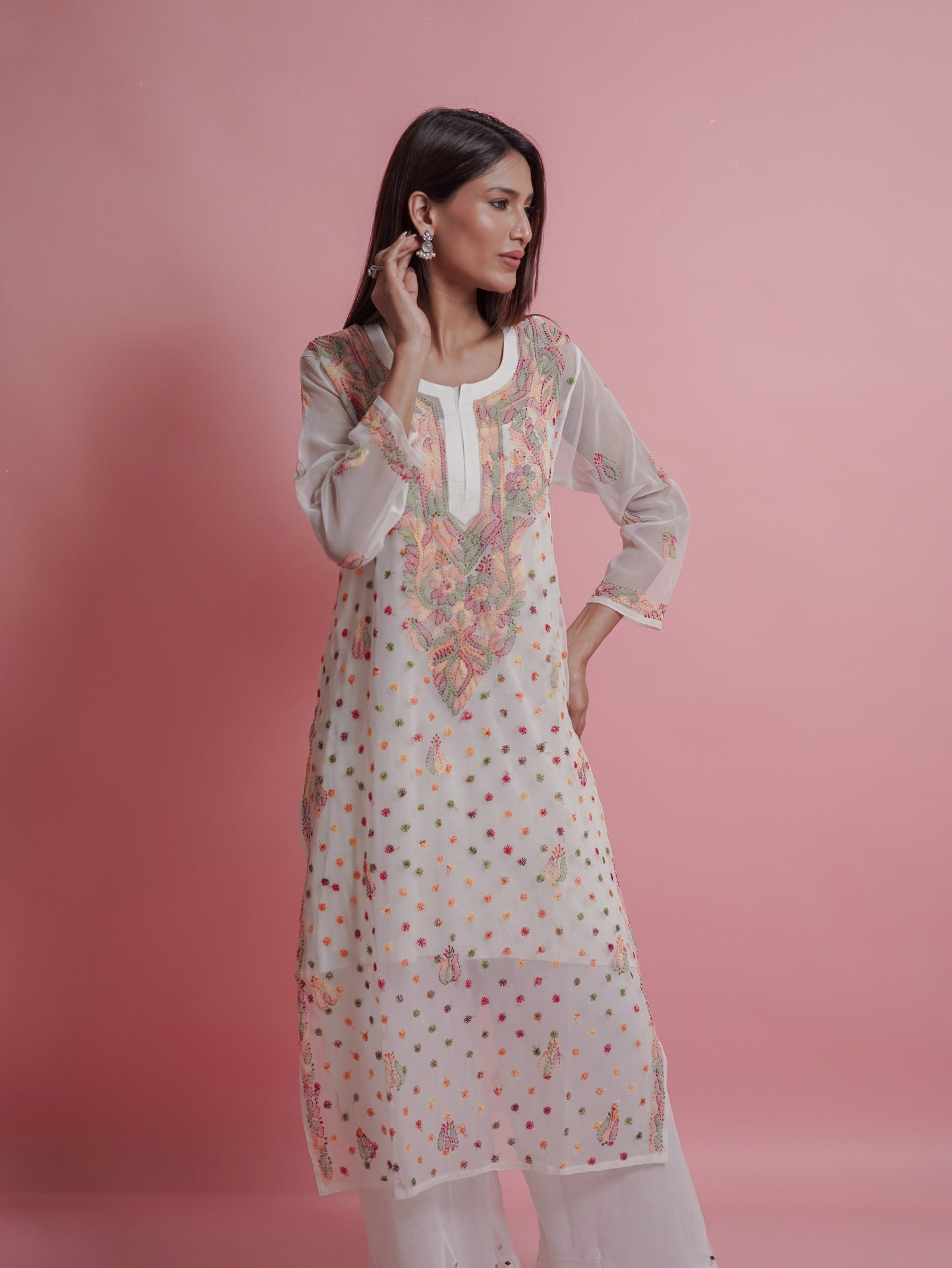 Radiant White Chikankari Kurti