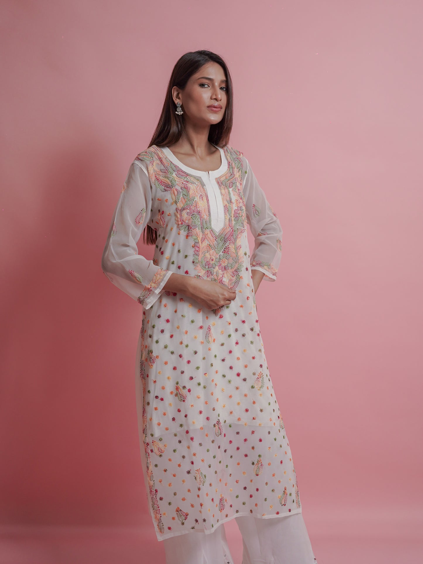 Radiant White Chikankari Kurti