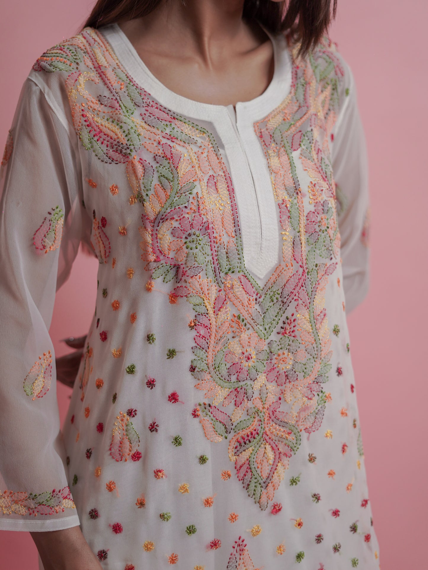 Radiant White Chikankari Kurti