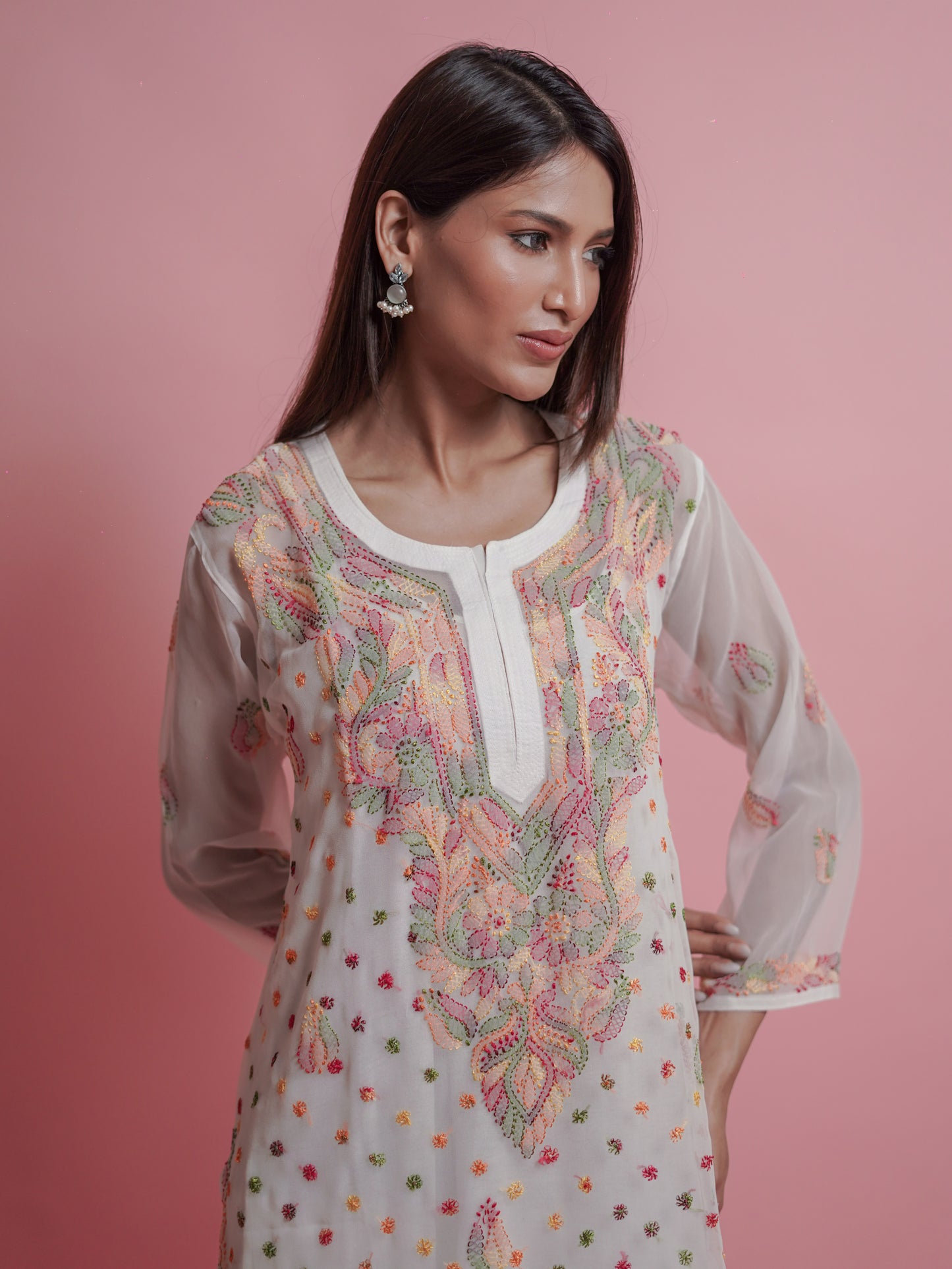 Radiant White Chikankari Kurti