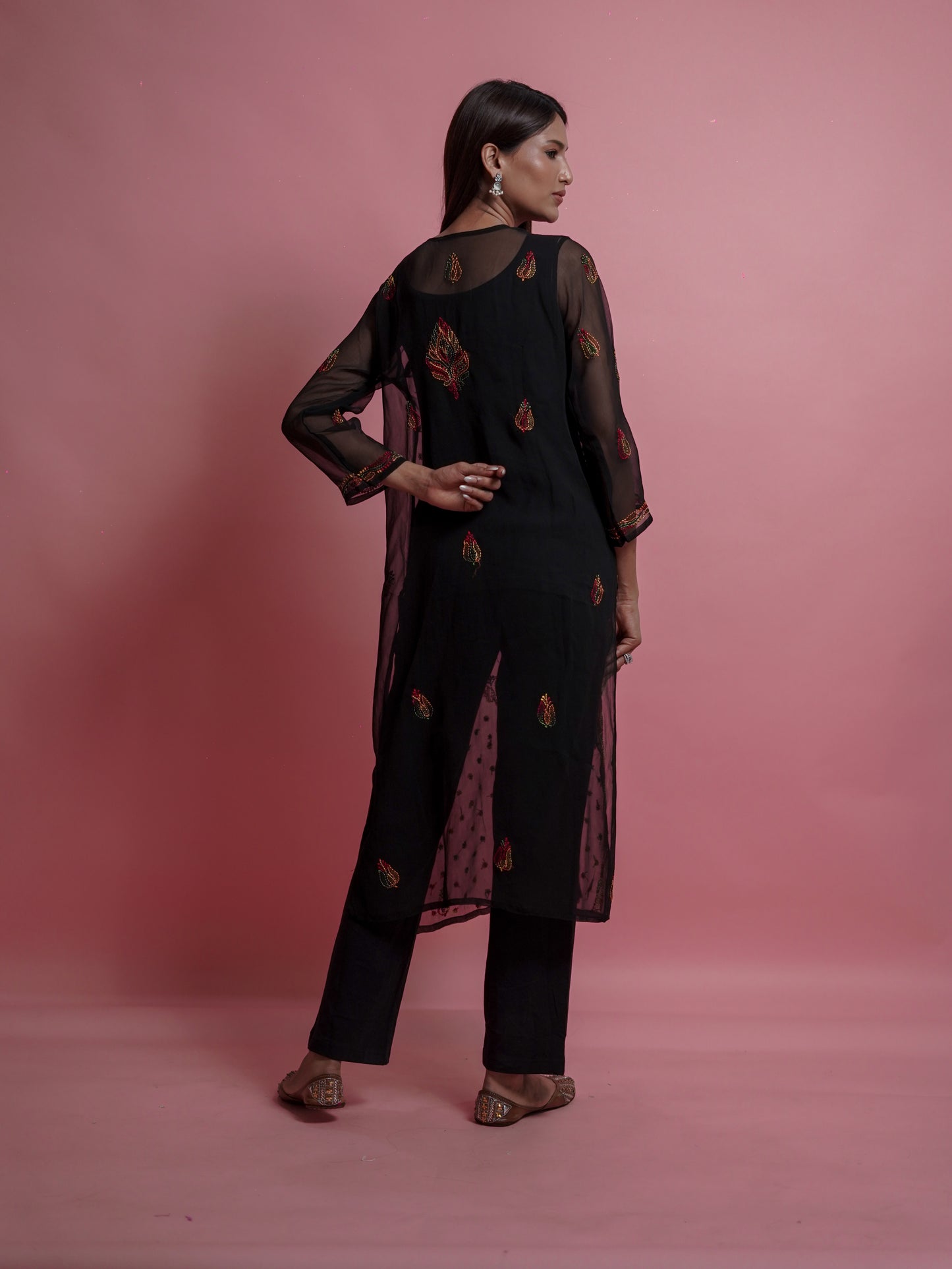 Radiant Sheer Black Chikankari Kurti